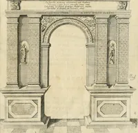 An illustration from Entree de Loys XIII. roy de France et de Navarre dans sa ville d'Arles, le xxix octobre M. DC. XXII. : estans consuls et gouuerneurs de ladicte ville Pierre de Boches & Nicolas Dycard de l'estat des nobles, & Gauchier Peint & Claude Ianim de celuy des bourgeois (1623)