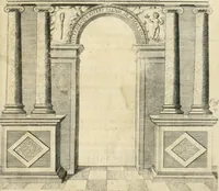 An illustration from Entree de Loys XIII. roy de France et de Navarre dans sa ville d'Arles, le xxix octobre M. DC. XXII. : estans consuls et gouuerneurs de ladicte ville Pierre de Boches & Nicolas Dycard de l'estat des nobles, & Gauchier Peint & Claude Ianim de celuy des bourgeois (1623)