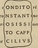 An illustration from Ephemeris Epigraphica; Corporis inscriptionum latinarum supplementum. Edita iussu Instituti archaeologici Romani (1872)