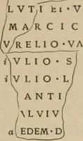 An illustration from Ephemeris Epigraphica; Corporis inscriptionum latinarum supplementum. Edita iussu Instituti archaeologici Romani (1872)