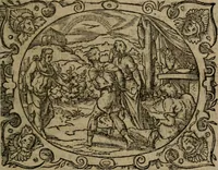 An illustration from Epigrammata Philippi Melanthonis selectiora : formvlis precvm, historiis, paraphrasi dictorum diuinorum, & sententijs grauissimis maxime insignia (1583)