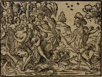 An illustration from Epigrammata Philippi Melanthonis selectiora : formvlis precvm, historiis, paraphrasi dictorum diuinorum, & sententijs grauissimis maxime insignia (1583)