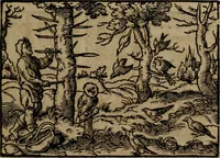 An illustration from Epigrammata Philippi Melanthonis selectiora : formvlis precvm, historiis, paraphrasi dictorum diuinorum, & sententijs grauissimis maxime insignia (1583)