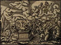 An illustration from Epigrammata Philippi Melanthonis selectiora : formvlis precvm, historiis, paraphrasi dictorum diuinorum, & sententijs grauissimis maxime insignia (1583)