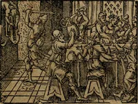 An illustration from Epigrammata Philippi Melanthonis selectiora : formvlis precvm, historiis, paraphrasi dictorum diuinorum, & sententijs grauissimis maxime insignia (1583)