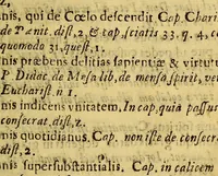 An illustration from Epitheta, laudes, et encomia Divinae Eucharistiae, ex jure canonico, et Sanctis Patribus, ac alijs authoribus collecta, per Doct. D. Didacum Andream Rocha Hispalensem, Regalis Cancellariae Limensis, criminum quaestorem & iudicem. (1674)