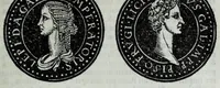 An illustration from Epitome thesavri antiqvitatvm, hoc est, Impp. Rom. orientalivm et occidentalivm iconum : ex antiquis numismatibus quam fidelissime deliniatarum, ex Musaeo Iacobi de Strada mantuani antiquarij (1557)