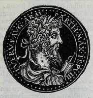 An illustration from Epitome thesavri antiqvitatvm, hoc est, Impp. Rom. orientalivm et occidentalivm iconum : ex antiquis numismatibus quam fidelissime deliniatarum, ex Musaeo Iacobi de Strada mantuani antiquarij (1557)