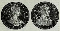 An illustration from Epitome thesavri antiqvitatvm, hoc est, Impp. Rom. orientalivm et occidentalivm iconum : ex antiquis numismatibus quam fidelissime deliniatarum, ex Musaeo Iacobi de Strada mantuani antiquarij (1557)