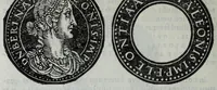An illustration from Epitome thesavri antiqvitatvm, hoc est, Impp. Rom. orientalivm et occidentalivm iconum : ex antiquis numismatibus quam fidelissime deliniatarum, ex Musaeo Iacobi de Strada mantuani antiquarij (1557)