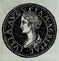 An illustration from Epitome thesavri antiqvitatvm, hoc est, Impp. Rom. orientalivm et occidentalivm iconum : ex antiquis numismatibus quam fidelissime deliniatarum, ex Musaeo Iacobi de Strada mantuani antiquarij (1557)