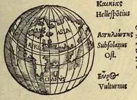 An illustration from Epitome trium terrae partium, Asiae, Africae et Europæ : compendiariam locorum descriptionem continens, præcipue autem quorum in Actis Lucas, passim autem euangelistæ & apostoli meminere. : Ab ipso authore dilige[n]ter recognita, & multis in locis aucta. : Cum addito in fronte libri elencho regionum, urbium, amnium, insularum, quoru[m] Nouo Testamento fit mentio, quo expeditius pius lector quæ uelit, inuenire queat. (1548)