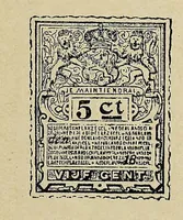 An illustration from Errata en aanvullingen op het handboek over alle postzegels van Nederland en koloniën : waarin tevens is opgenomen een beschrijving der telegraafzegels, alsmede een behandeling der fiskale zegels (1912)