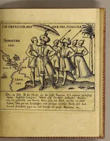 An illustration from Erste schiffart. Kurtze Warhafftige Beschreibung der newen Reyse oder Schiffart, so die hollendischen Schiff in den Orientalischen Indien, verricht: : welche anno 1595. in Martio, Alda aussgefahren, vnd erst im Augusto des verlauffenen 1597. Jahrs, wider kommen seind. Darinne der gantz Succes der Reyse, was sich täglich verlauffen vnnd zugetragen, erzehlt wird. (1599)
