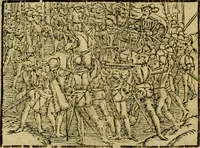 An illustration from Erste Theil der Hoffhaltung des Türckhischen Keysers vnd Othomañischen Reichs Beschreibung : darinn nicht allein der Türcken Empter ... sonder auch aller Türckischen Keysern Namen, Thaten, Krieg vnd Handel, so sie wider die Christen vnd Heyden haben verbracht, biss auff diss M.D.LXXVIII. Jar erstreckt vnd aussgeführet, auff das fleissigst verzeichnet vnd beschrieben : dessgleichen von der Türcken Aberglauben, Religion, Gottesdienst vnd Ceremonien ... : der ander Theil, wahrhaffte Beschreibung aller namhafften Geschichten, Thaten, Handlungen, Krieg ... so sich zwischen den Turcken vnd Christen vom Jar M.D.XX. biss auff das M.D.LXXVIII. Jar ... haben verloffen vnd zugetragen (1578)