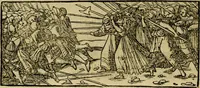 An illustration from Erste Theil der Hoffhaltung des Türckhischen Keysers vnd Othomañischen Reichs Beschreibung : darinn nicht allein der Türcken Empter ... sonder auch aller Türckischen Keysern Namen, Thaten, Krieg vnd Handel, so sie wider die Christen vnd Heyden haben verbracht, biss auff diss M.D.LXXVIII. Jar erstreckt vnd aussgeführet, auff das fleissigst verzeichnet vnd beschrieben : dessgleichen von der Türcken Aberglauben, Religion, Gottesdienst vnd Ceremonien ... : der ander Theil, wahrhaffte Beschreibung aller namhafften Geschichten, Thaten, Handlungen, Krieg ... so sich zwischen den Turcken vnd Christen vom Jar M.D.XX. biss auff das M.D.LXXVIII. Jar ... haben verloffen vnd zugetragen (1578)