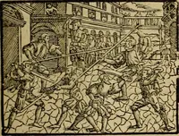 An illustration from Erste Theil der Hoffhaltung des Türckhischen Keysers vnd Othomañischen Reichs Beschreibung : darinn nicht allein der Türcken Empter ... sonder auch aller Türckischen Keysern Namen, Thaten, Krieg vnd Handel, so sie wider die Christen vnd Heyden haben verbracht, biss auff diss M.D.LXXVIII. Jar erstreckt vnd aussgeführet, auff das fleissigst verzeichnet vnd beschrieben : dessgleichen von der Türcken Aberglauben, Religion, Gottesdienst vnd Ceremonien ... : der ander Theil, wahrhaffte Beschreibung aller namhafften Geschichten, Thaten, Handlungen, Krieg ... so sich zwischen den Turcken vnd Christen vom Jar M.D.XX. biss auff das M.D.LXXVIII. Jar ... haben verloffen vnd zugetragen (1578)