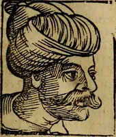 An illustration from Erste Theil der Hoffhaltung des Türckhischen Keysers vnd Othomañischen Reichs Beschreibung : darinn nicht allein der Türcken Empter ... sonder auch aller Türckischen Keysern Namen, Thaten, Krieg vnd Handel, so sie wider die Christen vnd Heyden haben verbracht, biss auff diss M.D.LXXVIII. Jar erstreckt vnd aussgeführet, auff das fleissigst verzeichnet vnd beschrieben : dessgleichen von der Türcken Aberglauben, Religion, Gottesdienst vnd Ceremonien ... : der ander Theil, wahrhaffte Beschreibung aller namhafften Geschichten, Thaten, Handlungen, Krieg ... so sich zwischen den Turcken vnd Christen vom Jar M.D.XX. biss auff das M.D.LXXVIII. Jar ... haben verloffen vnd zugetragen (1578)