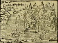 Picture 274 of 442 from Erste Theil der Hoffhaltung des Türckhischen Keysers vnd Othomañischen Reichs Beschreibung : darinn nicht allein der Türcken Empter ... sonder auch aller Türckischen Keysern Namen, Thaten, Krieg vnd Handel, so sie wider die Christen vnd Heyden haben verbracht, biss auff diss M.D.LXXVIII. Jar erstreckt vnd aussgeführet, auff das fleissigst verzeichnet vnd beschrieben : dessgleichen von der Türcken Aberglauben, Religion, Gottesdienst vnd Ceremonien ... : der ander Theil, wahrhaffte Beschreibung aller namhafften Geschichten, Thaten, Handlungen, Krieg ... so sich zwischen den Turcken vnd Christen vom Jar M.D.XX. biss auff das M.D.LXXVIII. Jar ... haben verloffen vnd zugetragen (1578), leaf 243