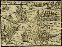 An illustration from Erste Theil der Hoffhaltung des Türckhischen Keysers vnd Othomañischen Reichs Beschreibung : darinn nicht allein der Türcken Empter ... sonder auch aller Türckischen Keysern Namen, Thaten, Krieg vnd Handel, so sie wider die Christen vnd Heyden haben verbracht, biss auff diss M.D.LXXVIII. Jar erstreckt vnd aussgeführet, auff das fleissigst verzeichnet vnd beschrieben : dessgleichen von der Türcken Aberglauben, Religion, Gottesdienst vnd Ceremonien ... : der ander Theil, wahrhaffte Beschreibung aller namhafften Geschichten, Thaten, Handlungen, Krieg ... so sich zwischen den Turcken vnd Christen vom Jar M.D.XX. biss auff das M.D.LXXVIII. Jar ... haben verloffen vnd zugetragen (1578)