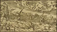 An illustration from Erste Theil der Hoffhaltung des Türckhischen Keysers vnd Othomañischen Reichs Beschreibung : darinn nicht allein der Türcken Empter ... sonder auch aller Türckischen Keysern Namen, Thaten, Krieg vnd Handel, so sie wider die Christen vnd Heyden haben verbracht, biss auff diss M.D.LXXVIII. Jar erstreckt vnd aussgeführet, auff das fleissigst verzeichnet vnd beschrieben : dessgleichen von der Türcken Aberglauben, Religion, Gottesdienst vnd Ceremonien ... : der ander Theil, wahrhaffte Beschreibung aller namhafften Geschichten, Thaten, Handlungen, Krieg ... so sich zwischen den Turcken vnd Christen vom Jar M.D.XX. biss auff das M.D.LXXVIII. Jar ... haben verloffen vnd zugetragen (1578)