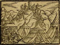 Picture 23 of 442 from Erste Theil der Hoffhaltung des Türckhischen Keysers vnd Othomañischen Reichs Beschreibung : darinn nicht allein der Türcken Empter ... sonder auch aller Türckischen Keysern Namen, Thaten, Krieg vnd Handel, so sie wider die Christen vnd Heyden haben verbracht, biss auff diss M.D.LXXVIII. Jar erstreckt vnd aussgeführet, auff das fleissigst verzeichnet vnd beschrieben : dessgleichen von der Türcken Aberglauben, Religion, Gottesdienst vnd Ceremonien ... : der ander Theil, wahrhaffte Beschreibung aller namhafften Geschichten, Thaten, Handlungen, Krieg ... so sich zwischen den Turcken vnd Christen vom Jar M.D.XX. biss auff das M.D.LXXVIII. Jar ... haben verloffen vnd zugetragen (1578), leaf 28