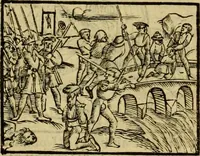 An illustration from Erste Theil der Hoffhaltung des Türckhischen Keysers vnd Othomañischen Reichs Beschreibung : darinn nicht allein der Türcken Empter ... sonder auch aller Türckischen Keysern Namen, Thaten, Krieg vnd Handel, so sie wider die Christen vnd Heyden haben verbracht, biss auff diss M.D.LXXVIII. Jar erstreckt vnd aussgeführet, auff das fleissigst verzeichnet vnd beschrieben : dessgleichen von der Türcken Aberglauben, Religion, Gottesdienst vnd Ceremonien ... : der ander Theil, wahrhaffte Beschreibung aller namhafften Geschichten, Thaten, Handlungen, Krieg ... so sich zwischen den Turcken vnd Christen vom Jar M.D.XX. biss auff das M.D.LXXVIII. Jar ... haben verloffen vnd zugetragen (1578)