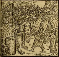 An illustration from Erste Theil der Hoffhaltung des Türckhischen Keysers vnd Othomañischen Reichs Beschreibung : darinn nicht allein der Türcken Empter ... sonder auch aller Türckischen Keysern Namen, Thaten, Krieg vnd Handel, so sie wider die Christen vnd Heyden haben verbracht, biss auff diss M.D.LXXVIII. Jar erstreckt vnd aussgeführet, auff das fleissigst verzeichnet vnd beschrieben : dessgleichen von der Türcken Aberglauben, Religion, Gottesdienst vnd Ceremonien ... : der ander Theil, wahrhaffte Beschreibung aller namhafften Geschichten, Thaten, Handlungen, Krieg ... so sich zwischen den Turcken vnd Christen vom Jar M.D.XX. biss auff das M.D.LXXVIII. Jar ... haben verloffen vnd zugetragen (1578)