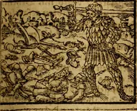 An illustration from Erste Theil der Hoffhaltung des Türckhischen Keysers vnd Othomañischen Reichs Beschreibung : darinn nicht allein der Türcken Empter ... sonder auch aller Türckischen Keysern Namen, Thaten, Krieg vnd Handel, so sie wider die Christen vnd Heyden haben verbracht, biss auff diss M.D.LXXVIII. Jar erstreckt vnd aussgeführet, auff das fleissigst verzeichnet vnd beschrieben : dessgleichen von der Türcken Aberglauben, Religion, Gottesdienst vnd Ceremonien ... : der ander Theil, wahrhaffte Beschreibung aller namhafften Geschichten, Thaten, Handlungen, Krieg ... so sich zwischen den Turcken vnd Christen vom Jar M.D.XX. biss auff das M.D.LXXVIII. Jar ... haben verloffen vnd zugetragen (1578)