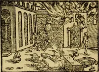 An illustration from Erste Theil der Hoffhaltung des Türckhischen Keysers vnd Othomañischen Reichs Beschreibung : darinn nicht allein der Türcken Empter ... sonder auch aller Türckischen Keysern Namen, Thaten, Krieg vnd Handel, so sie wider die Christen vnd Heyden haben verbracht, biss auff diss M.D.LXXVIII. Jar erstreckt vnd aussgeführet, auff das fleissigst verzeichnet vnd beschrieben : dessgleichen von der Türcken Aberglauben, Religion, Gottesdienst vnd Ceremonien ... : der ander Theil, wahrhaffte Beschreibung aller namhafften Geschichten, Thaten, Handlungen, Krieg ... so sich zwischen den Turcken vnd Christen vom Jar M.D.XX. biss auff das M.D.LXXVIII. Jar ... haben verloffen vnd zugetragen (1578)