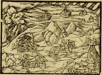 An illustration from Erste Theil der Hoffhaltung des Türckhischen Keysers vnd Othomañischen Reichs Beschreibung : darinn nicht allein der Türcken Empter ... sonder auch aller Türckischen Keysern Namen, Thaten, Krieg vnd Handel, so sie wider die Christen vnd Heyden haben verbracht, biss auff diss M.D.LXXVIII. Jar erstreckt vnd aussgeführet, auff das fleissigst verzeichnet vnd beschrieben : dessgleichen von der Türcken Aberglauben, Religion, Gottesdienst vnd Ceremonien ... : der ander Theil, wahrhaffte Beschreibung aller namhafften Geschichten, Thaten, Handlungen, Krieg ... so sich zwischen den Turcken vnd Christen vom Jar M.D.XX. biss auff das M.D.LXXVIII. Jar ... haben verloffen vnd zugetragen (1578)