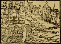 An illustration from Erste Theil der Hoffhaltung des Türckhischen Keysers vnd Othomañischen Reichs Beschreibung : darinn nicht allein der Türcken Empter ... sonder auch aller Türckischen Keysern Namen, Thaten, Krieg vnd Handel, so sie wider die Christen vnd Heyden haben verbracht, biss auff diss M.D.LXXVIII. Jar erstreckt vnd aussgeführet, auff das fleissigst verzeichnet vnd beschrieben : dessgleichen von der Türcken Aberglauben, Religion, Gottesdienst vnd Ceremonien ... : der ander Theil, wahrhaffte Beschreibung aller namhafften Geschichten, Thaten, Handlungen, Krieg ... so sich zwischen den Turcken vnd Christen vom Jar M.D.XX. biss auff das M.D.LXXVIII. Jar ... haben verloffen vnd zugetragen (1578)