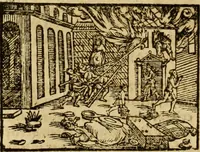 An illustration from Erste Theil der Hoffhaltung des Türckhischen Keysers vnd Othomañischen Reichs Beschreibung : darinn nicht allein der Türcken Empter ... sonder auch aller Türckischen Keysern Namen, Thaten, Krieg vnd Handel, so sie wider die Christen vnd Heyden haben verbracht, biss auff diss M.D.LXXVIII. Jar erstreckt vnd aussgeführet, auff das fleissigst verzeichnet vnd beschrieben : dessgleichen von der Türcken Aberglauben, Religion, Gottesdienst vnd Ceremonien ... : der ander Theil, wahrhaffte Beschreibung aller namhafften Geschichten, Thaten, Handlungen, Krieg ... so sich zwischen den Turcken vnd Christen vom Jar M.D.XX. biss auff das M.D.LXXVIII. Jar ... haben verloffen vnd zugetragen (1578)