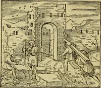 An illustration from Erste Theil der Hoffhaltung des Türckhischen Keysers vnd Othomañischen Reichs Beschreibung : darinn nicht allein der Türcken Empter ... sonder auch aller Türckischen Keysern Namen, Thaten, Krieg vnd Handel, so sie wider die Christen vnd Heyden haben verbracht, biss auff diss M.D.LXXVIII. Jar erstreckt vnd aussgeführet, auff das fleissigst verzeichnet vnd beschrieben : dessgleichen von der Türcken Aberglauben, Religion, Gottesdienst vnd Ceremonien ... : der ander Theil, wahrhaffte Beschreibung aller namhafften Geschichten, Thaten, Handlungen, Krieg ... so sich zwischen den Turcken vnd Christen vom Jar M.D.XX. biss auff das M.D.LXXVIII. Jar ... haben verloffen vnd zugetragen (1578)