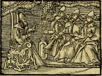 An illustration from Erste Theil der Hoffhaltung des Türckhischen Keysers vnd Othomañischen Reichs Beschreibung : darinn nicht allein der Türcken Empter ... sonder auch aller Türckischen Keysern Namen, Thaten, Krieg vnd Handel, so sie wider die Christen vnd Heyden haben verbracht, biss auff diss M.D.LXXVIII. Jar erstreckt vnd aussgeführet, auff das fleissigst verzeichnet vnd beschrieben : dessgleichen von der Türcken Aberglauben, Religion, Gottesdienst vnd Ceremonien ... : der ander Theil, wahrhaffte Beschreibung aller namhafften Geschichten, Thaten, Handlungen, Krieg ... so sich zwischen den Turcken vnd Christen vom Jar M.D.XX. biss auff das M.D.LXXVIII. Jar ... haben verloffen vnd zugetragen (1578)