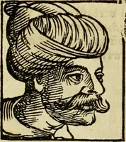 An illustration from Erste Theil der Hoffhaltung des Türckhischen Keysers vnd Othomañischen Reichs Beschreibung : darinn nicht allein der Türcken Empter ... sonder auch aller Türckischen Keysern Namen, Thaten, Krieg vnd Handel, so sie wider die Christen vnd Heyden haben verbracht, biss auff diss M.D.LXXVIII. Jar erstreckt vnd aussgeführet, auff das fleissigst verzeichnet vnd beschrieben : dessgleichen von der Türcken Aberglauben, Religion, Gottesdienst vnd Ceremonien ... : der ander Theil, wahrhaffte Beschreibung aller namhafften Geschichten, Thaten, Handlungen, Krieg ... so sich zwischen den Turcken vnd Christen vom Jar M.D.XX. biss auff das M.D.LXXVIII. Jar ... haben verloffen vnd zugetragen (1578)