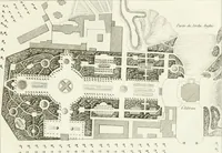 An illustration from Essai sur la composition et l'ornement des jardins : ou, Recueil de plans de jardins de ville et de campagne, de fabriques propres à leur décoration, et de machines pour élever les eaux ; ouvrage faisant suite à l'Almanach du bon jardinier (1823)