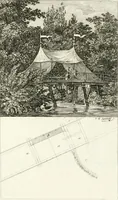 An illustration from Essai sur la composition et l'ornement des jardins : ou, Recueil de plans de jardins de ville et de campagne, de fabriques propres à leur décoration, et de machines pour élever les eaux ; ouvrage faisant suite à l'Almanach du bon jardinier (1823)