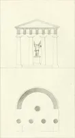 An illustration from Essai sur la composition et l'ornement des jardins : ou, Recueil de plans de jardins de ville et de campagne, de fabriques propres à leur décoration, et de machines pour élever les eaux ; ouvrage faisant suite à l'Almanach du bon jardinier (1823)