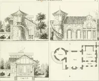 An illustration from Essai sur la composition et l'ornement des jardins : ou, Recueil de plans de jardins de ville et de campagne, de fabriques propres à leur décoration, et de machines pour élever les eaux ; ouvrage faisant suite à l'Almanach du bon jardinier (1823)
