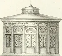 An illustration from Essai sur la composition et l'ornement des jardins : ou, Recueil de plans de jardins de ville et de campagne, de fabriques propres à leur décoration, et de machines pour élever les eaux ; ouvrage faisant suite à l'Almanach du bon jardinier (1823)