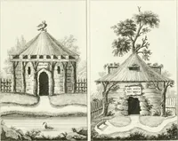 An illustration from Essai sur la composition et l'ornement des jardins : ou, Recueil de plans de jardins de ville et de campagne, de fabriques propres à leur décoration, et de machines pour élever les eaux ; ouvrage faisant suite à l'Almanach du bon jardinier (1823)