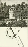 An illustration from Essai sur la composition et l'ornement des jardins : ou, Recueil de plans de jardins de ville et de campagne, de fabriques propres à leur décoration, et de machines pour élever les eaux ; ouvrage faisant suite à l'Almanach du bon jardinier (1823)