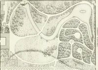 An illustration from Essai sur la composition et l'ornement des jardins : ou, Recueil de plans de jardins de ville et de campagne, de fabriques propres à leur décoration, et de machines pour élever les eaux ; ouvrage faisant suite à l'Almanach du bon jardinier (1823)