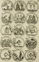 An illustration from Essay d'un dictionnaire contenant la connoissance du monde, des sciences universelles, et particulierement celle des medailles, des passions, des moeurs, des vertus et des vices, &c. : representé par des figures hyerogliphiques, expliquèes en prose & en vers (1700)