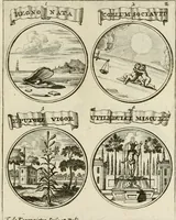 Picture 71 of 83 from Essay d'un dictionnaire contenant la connoissance du monde, des sciences universelles, et particulierement celle des medailles, des passions, des moeurs, des vertus et des vices, &c. : representé par des figures hyerogliphiques, expliquèes en prose & en vers (1700), leaf 216