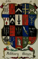 An illustration from An essay to heraldry in two parts. The first containing ... the body of heraldry: the second, honour civil and military; being a treatise of the nobility and gentry of England ... The whole illustrated with variety of ... sculptures .. (1684)