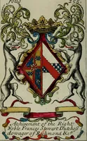 An illustration from An essay to heraldry in two parts. The first containing ... the body of heraldry: the second, honour civil and military; being a treatise of the nobility and gentry of England ... The whole illustrated with variety of ... sculptures .. (1684)