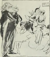 An illustration from Europas Fürsten im Sittenspiegel der Karikatur, mit 468 Textillustrationen und 72 farbigen Kunstblättern nach seltenen und amüsanten Karikaturen, aus allen Ländern und Zeitepochen (1908)