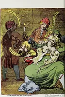 An illustration from Europas Fürsten im Sittenspiegel der Karikatur, mit 468 Textillustrationen und 72 farbigen Kunstblättern nach seltenen und amüsanten Karikaturen, aus allen Ländern und Zeitepochen (1908)